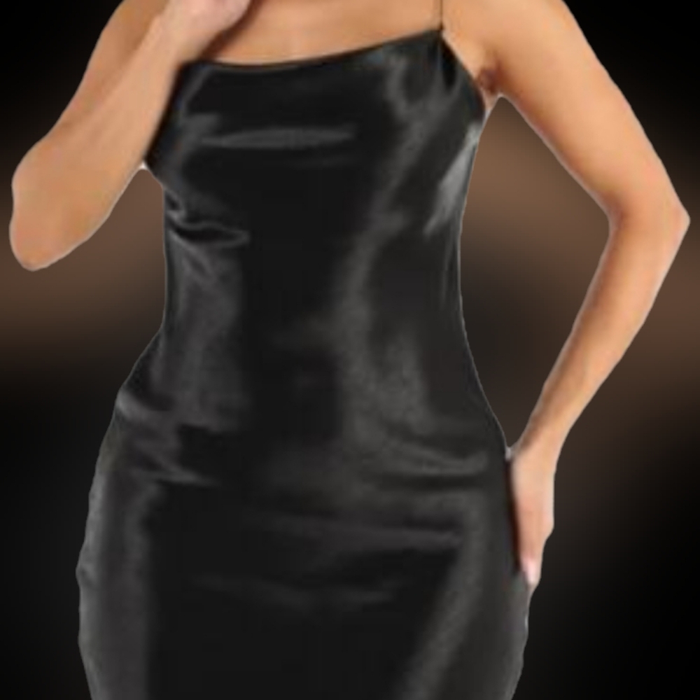 Double Zero Black Satin Chemise